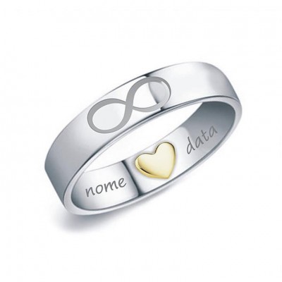 Fedine Personalizzate In Argento 925 Gold Heart