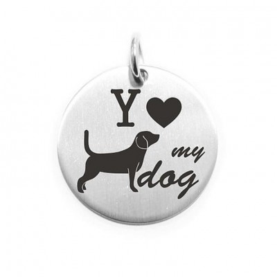 Pendente Moneta Personalizzata In Acciaio Love My Dog