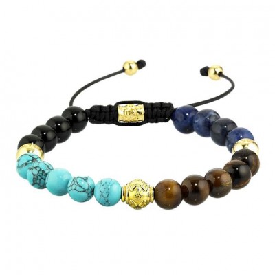 Bracciale Unisex Macramè GERBA 317 con Pietre Naturali e Argento 925
