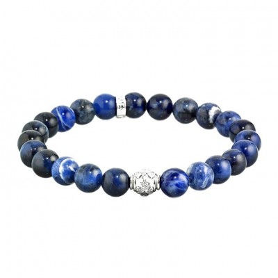 Bracciale Elastico GERBA SODALITE BLUE in Argento 925 con Pietre Naturali