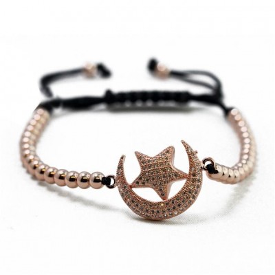 Bracciale Cordoncino Unisex Galassia Gsbr70 Con Stella E Luna In Acciaio