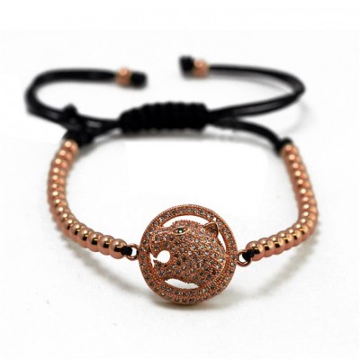 Bracciale Cordoncino Unisex Galassia Gsbr95 Con Leopardo In Acciaio