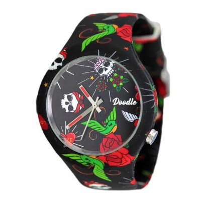 Orologio Solo Tempo Doodle Dota005 Cassa Acciaio Cinturino Silicone Con Tattoo