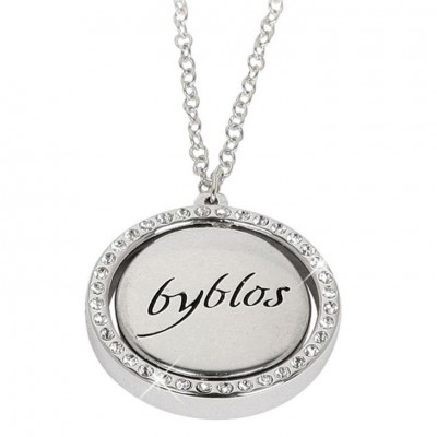 Collana Donna BYBLOS 90310 in Acciaio con Pendente Logato e Cristalli