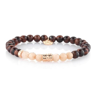 Bracciale Elastico GERBA JASON 358 con Pietre Naturali 6mm e Argento 925 Dorato