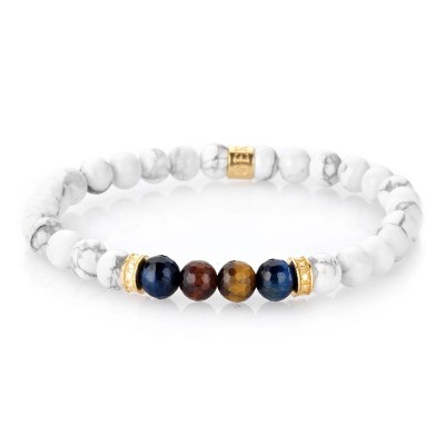 Bracciale Unisex GERBA 441 Elastico con Pietre Naturali e Argento 925