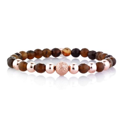 Bracciale Elastico GERBA 428 con Pietre Naturali e Argento 925 Rosato