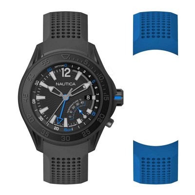 OROLOGIO MULTIFUNZIONE UOMO NAUTICA CASSA ACCIAIO CINTURINO SILICONE PROFONDIMETRO - BREAKWEATHER 