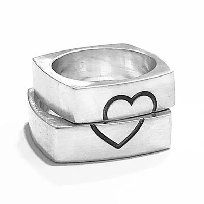 Fedine Personalizzate CUBE LOVE in Argento 925 con Cuore