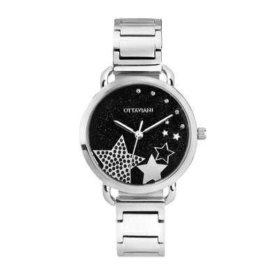 OROLOGIO DONNA SOLO TEMPO OTTAVIANI 15390BL IN ACCIAIO CON STELLE E GLITTER