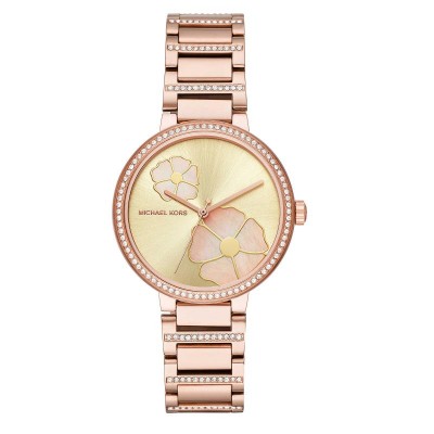 OROLOGIO DONNA SOLO TEMPO MICHAEL KORS MK3836 IN ACCIAIO ROSATO CON FIORI