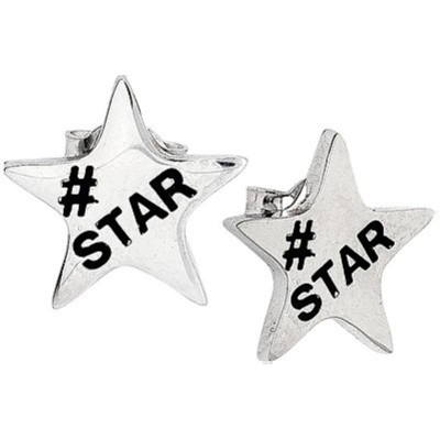 orecchini donna boccadamo PI-OR10 in acciaio a forma di stella con scritta #Star 