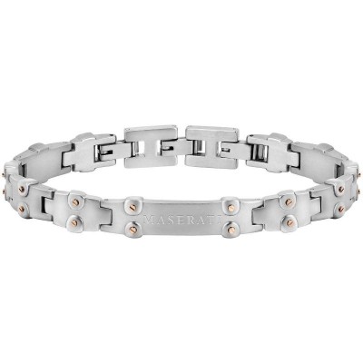 Bracciale Uomo MASERATI JM419ASA01 in Acciaio con Dettagli Rosati e Piastra Logata