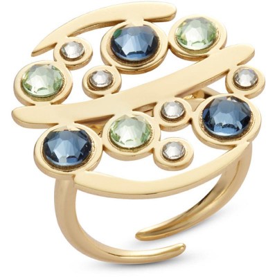 Anello donna boccadamo XAN169D in oro con cristalli swarovski verdi e blu