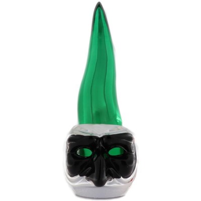 Corno con faccia Pulcinella 885 VERDE laminato in argento