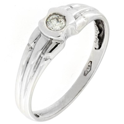 Anello Solitario Donna Oro Bianco 18kt 015 Diamante Naturale 0.15 ct G-Color VS1 Peso Oro 1.92 gr Completo di Certificato