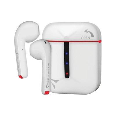 Cuffie Bluetooth TM-H21T-RED Techmade e custodia bianca con dettagli rossi