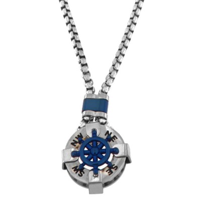 Collana Da Uomo Galassia GSCL183 In Acciaio Simbolo Timone Con Dettagli Colore Blu