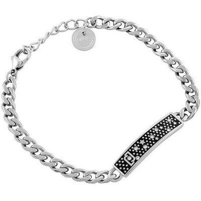 Bracciale a catena donna gioielli Liujo Chain LJ1708 in acciaio con piastra a fantasia