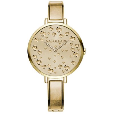 Orologio Da Donna NAJ OLEARI NJ638 In Pelle Oro E Cassa Acciaio PVD Oro Con Pavè