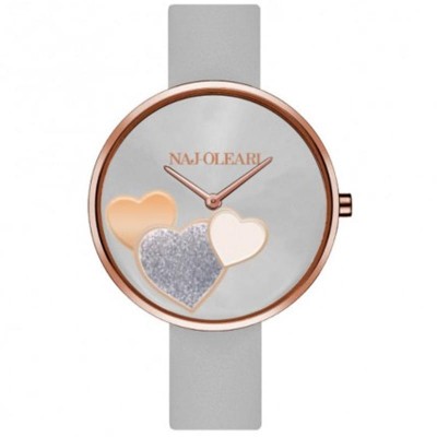 Orologio Da Donna NAJ-OLEARI NJ611 In Gomma PVD Silver E Cassa Acciaio Oro Rosa