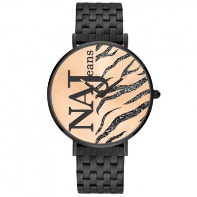 Orologio Da Donna NAJ OLEARI JEANS NJ711 In Acciaio PVD Nero Con Scritta 