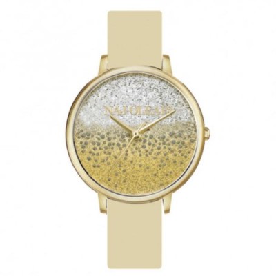 Orologio Da Donna NAJ OLEARI NJ645 In Gomma PVD Beige e Cassa Acciaio Con Glitter