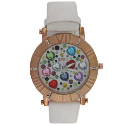 Orologio Da Donna Datch DAT-W-238 Cassa Acciaio PVD Rosato E Cinturino In Pelle Bianco