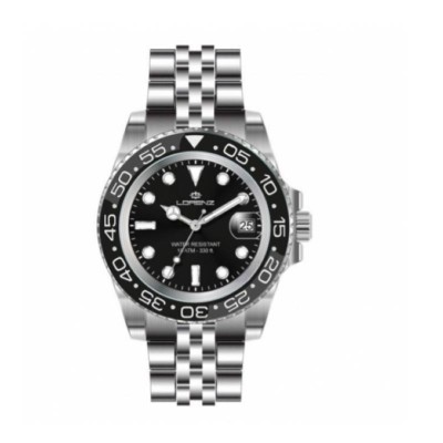 Orologio Uomo Solo Tempo LORENZ LZ26122FF Acciaio con Fondo Nero e Datario