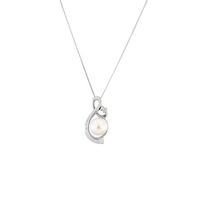 Collana Donna KIOTO 573B in Oro 18kt con Perla pendente e Diamanti