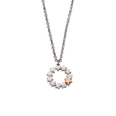 Collana donna con pendente di stelle bicolor PF_GR90 acciaio 316 nichel free