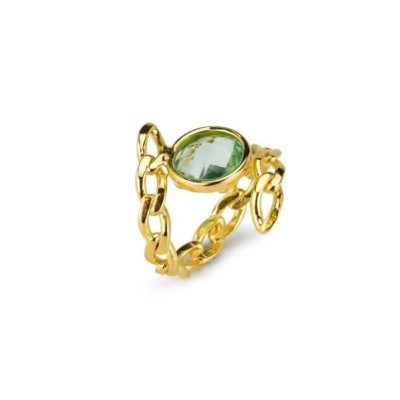 Anello Donna BOCCADMO XAN205DV in Bronzo Dorato con Pietra Verde