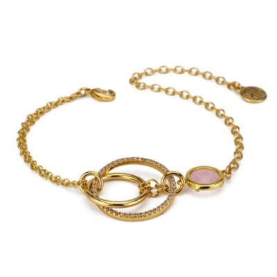 Bracciale Donna BOCCADAMO XD1007D Bronzo Dorato Pietra Rosa