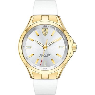 Orologio Uomo Solo Tempo Ferrari 0820006 Quadrante Silver Silicone Bianco Pochette Omaggio