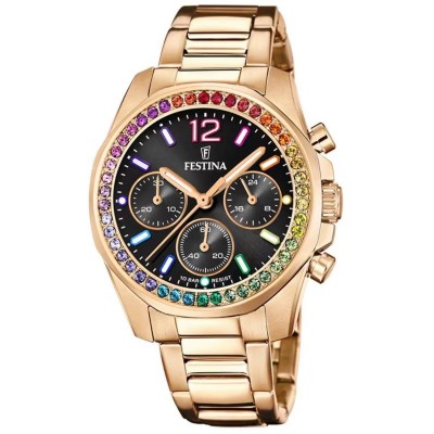 Orologio Donna Cronografo FESTINA F20639/3 in Acciaio PVD Rosato Fondo Nero
