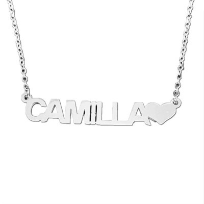 Collana GALASSIA con Nome CAMILLA in Acciaio con Cuore 45 cm