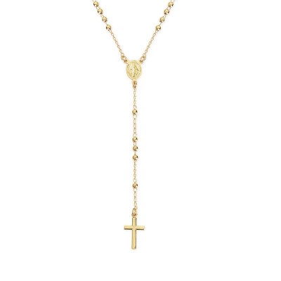 Collana Rosario Y AMEN CRO30G Argento 925 Dorato Grani Lisci 50 cm