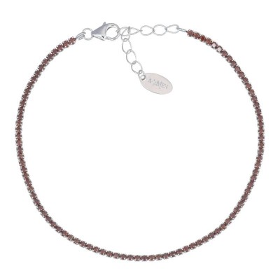 Bracciale Tennis Mania BT1BMA17 con Zirconi Marroni AMEN in argento 925 rodiato