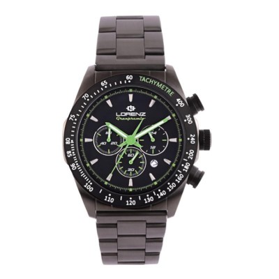 Orologio Uomo Cronografo LORENZ 030232DD in Acciaio PVD Gun e Dettagli Verdi