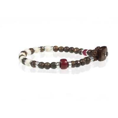 Bracciale Unisex GERBA WBROWN01 con Cordoncino Pietre Naturali e Argento 925
