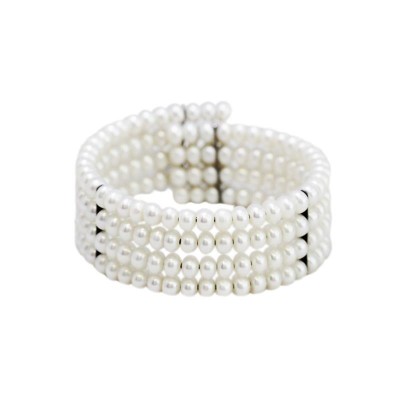 Bracciale Donna Pp38 Perle Acqua Dolce Elastico Diametro 5.8 Cm