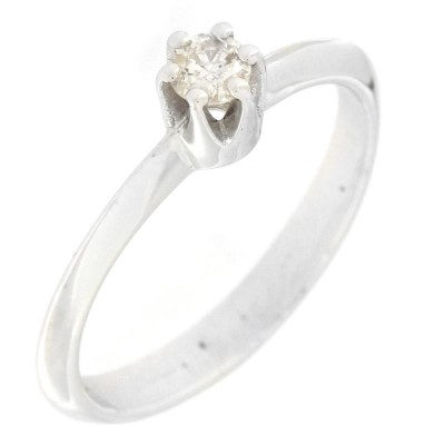 Anello Donna Solitario Oro Bianco 18kt 060 con Diamanti Naturali 0.16 ct Peso Oro 3.10 gr G Color