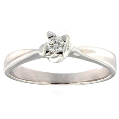 Anello Solitario Donna Oro Bianco 18 kt 20250075 Diamante Naturale 0.38 ct G Color VS Peso Oro 5.01 gr Certificato