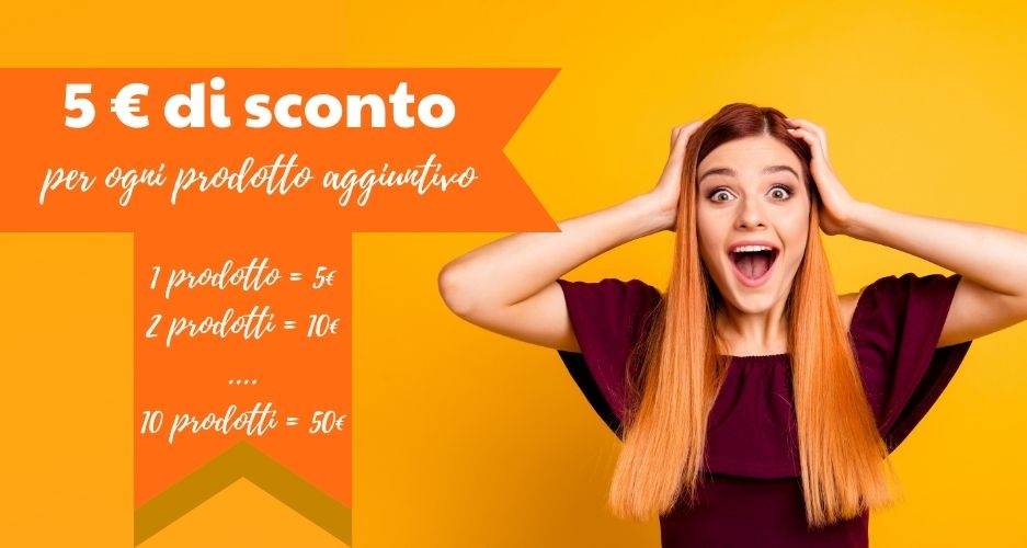 Sconto di 5€ su ogni prodotto aggiuntivo